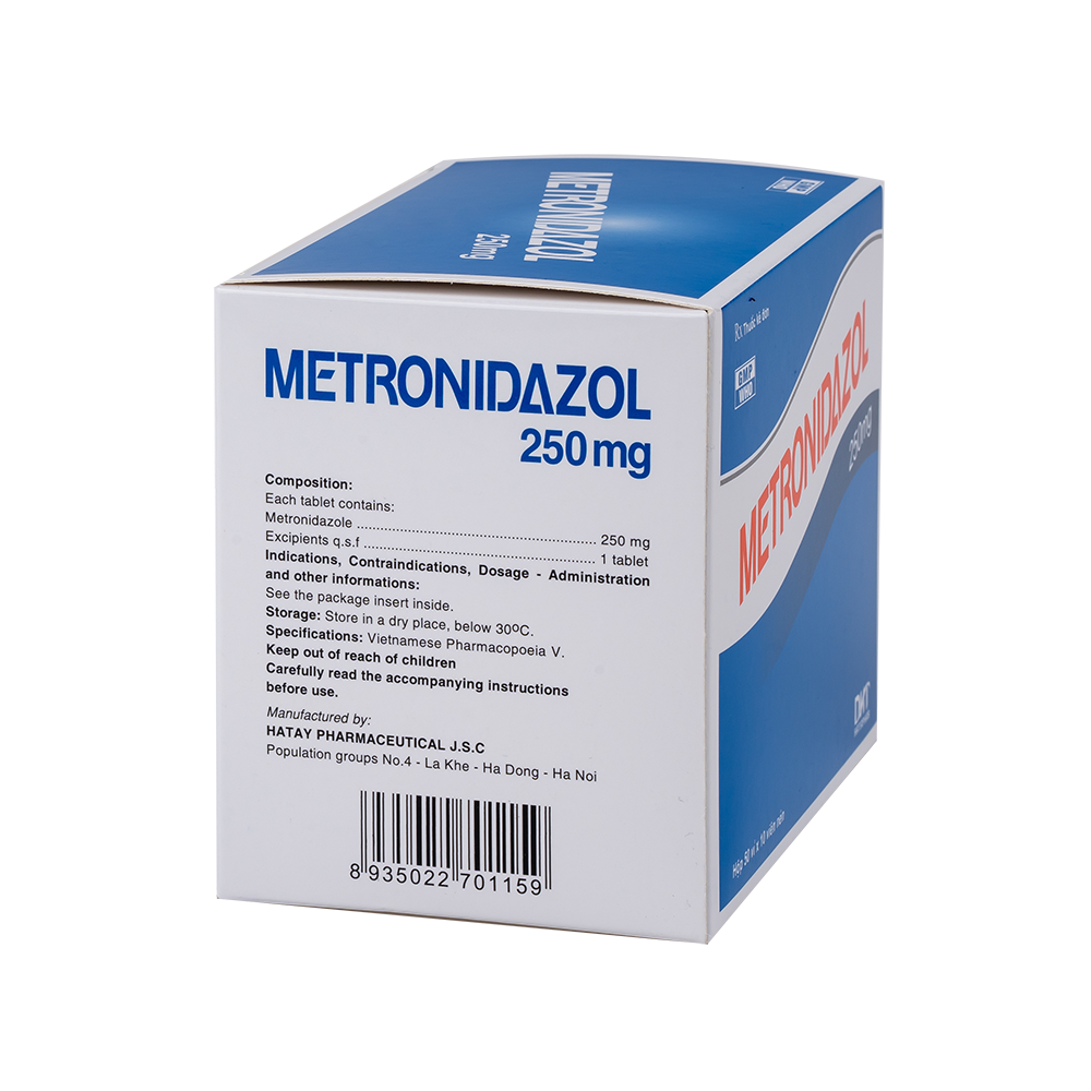 Metronidazol 250mg H/50 vỉ x 10 viên Hataphar
