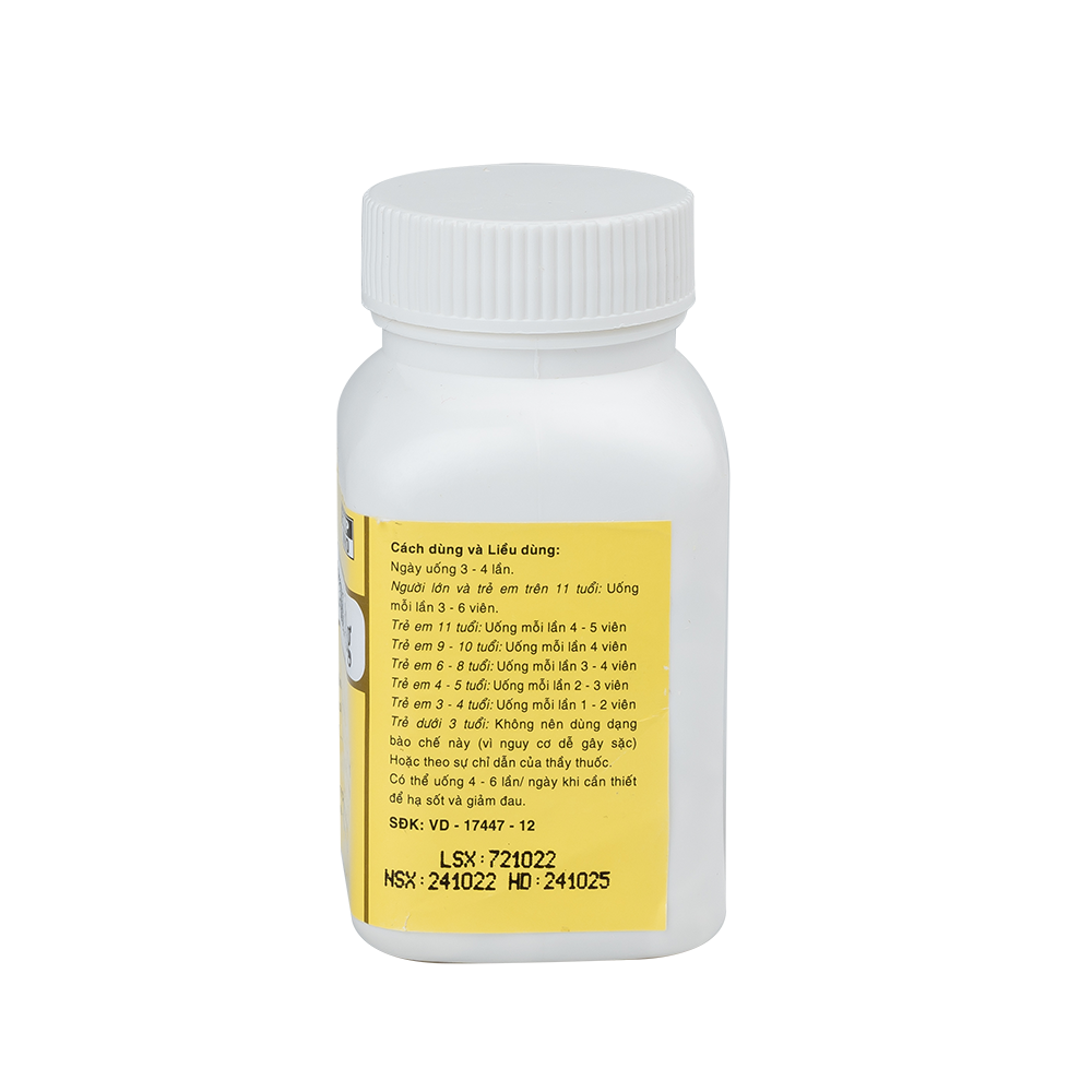 Paracetamol 0.1g lọ 500v Hataphar