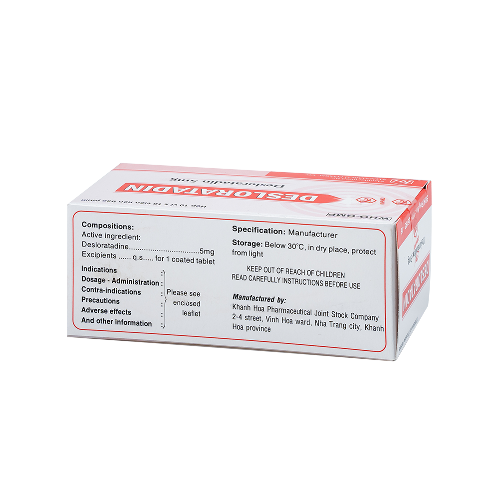 DESLORATADIN Hộp 100 viên Khapharco