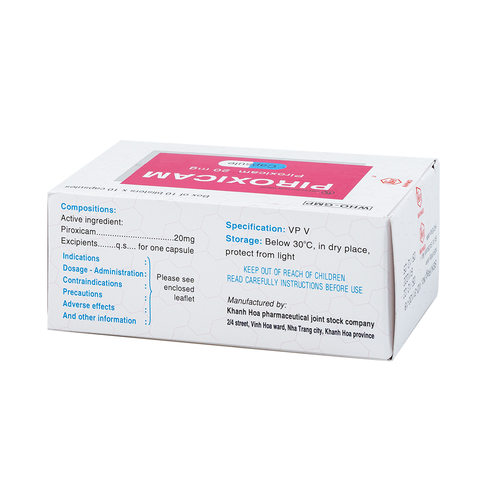 PIROXICAM Cap Hộp 100 viên Khapharco