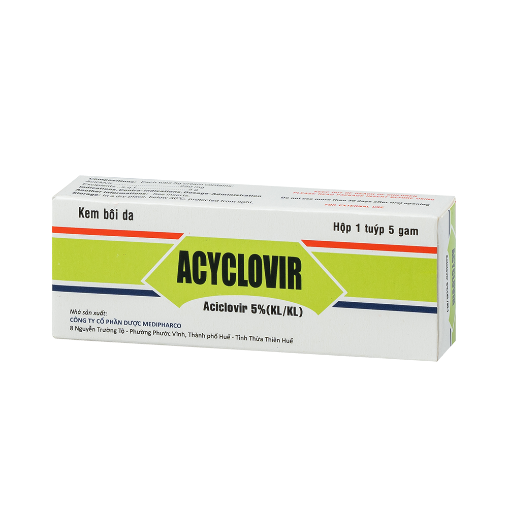 Acyclovir 5%-5g Hộp 1 tuýp 5g Medipharco