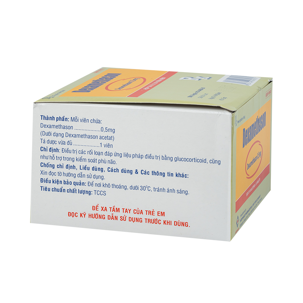 Dexamethason 0,5mg  Hộp 50 vỉ x 30 viên Medipharco