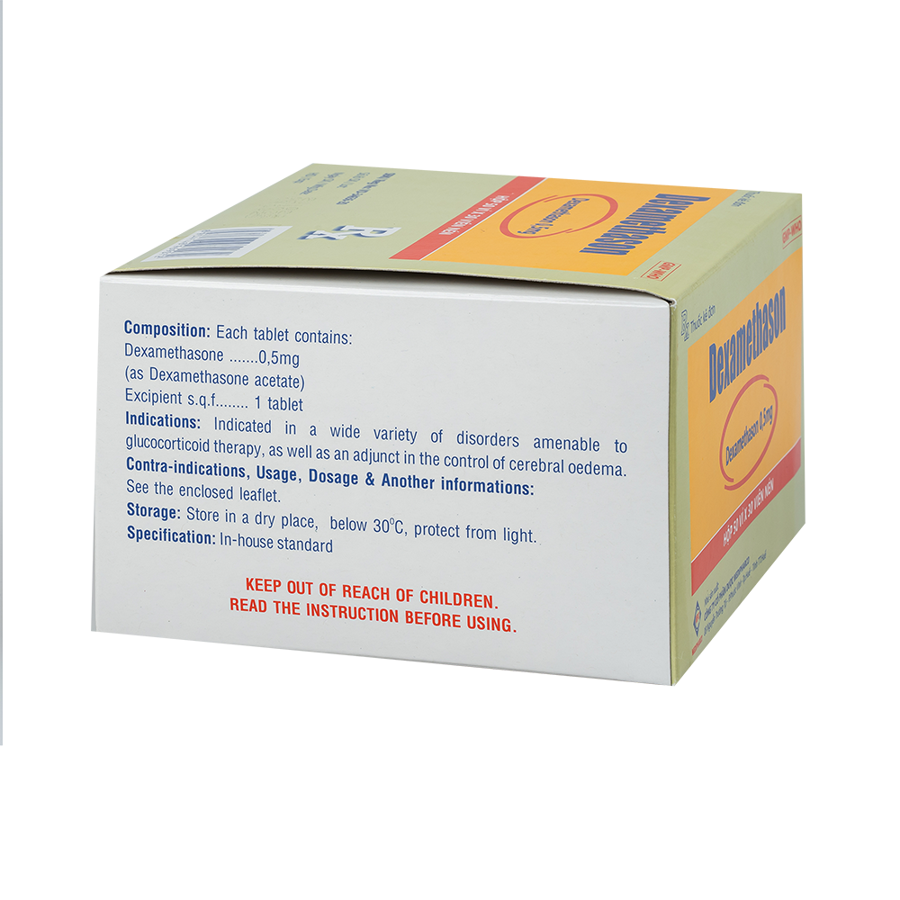 Dexamethason 0,5mg  Hộp 50 vỉ x 30 viên Medipharco
