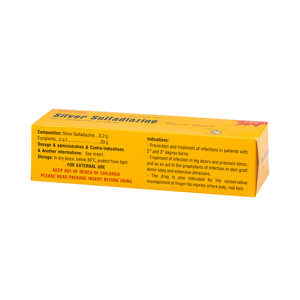 Sulfadiazin Bạc 20g Hộp 1 tuýp 20g Medipharco