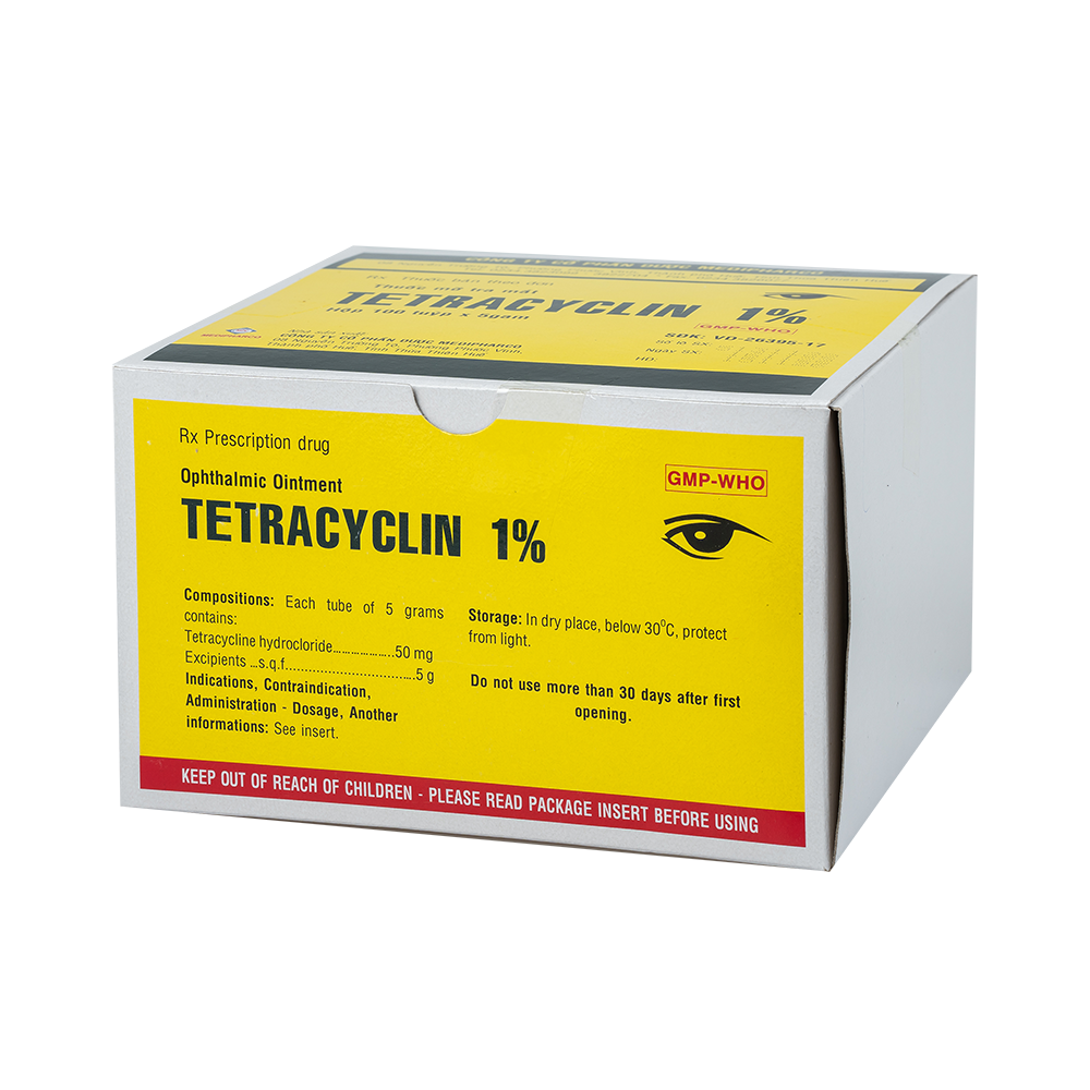 Tetracyclin 1% 5g  Hộp 100 tuýp 5g Medipharco