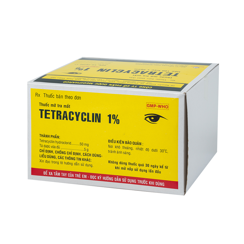 Tetracyclin 1% 5g  Hộp 100 tuýp 5g Medipharco