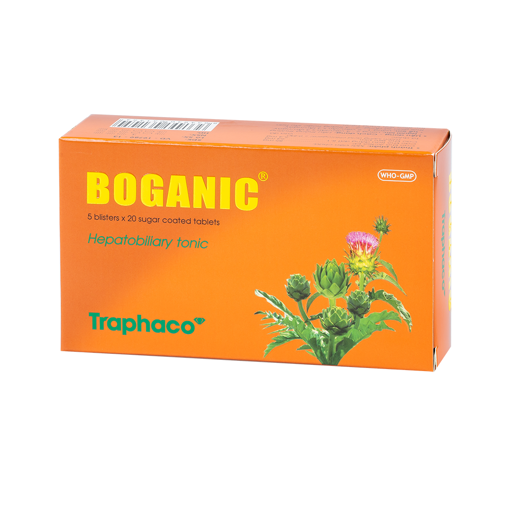 Boganic 5 vỉ BĐ Hộp 5 vỉ x 20 viên bao đường Traphaco