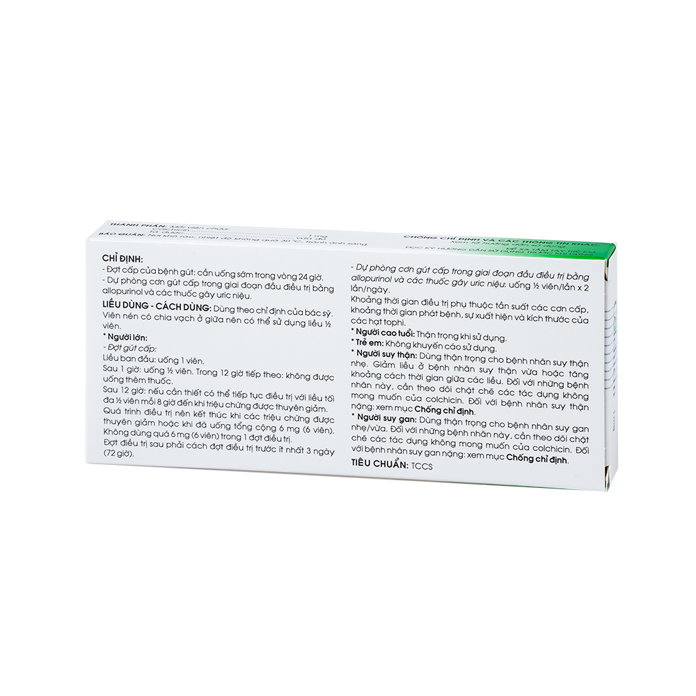 Colchicin 1mg Hộp 1 vỉ x 20 viên Traphaco