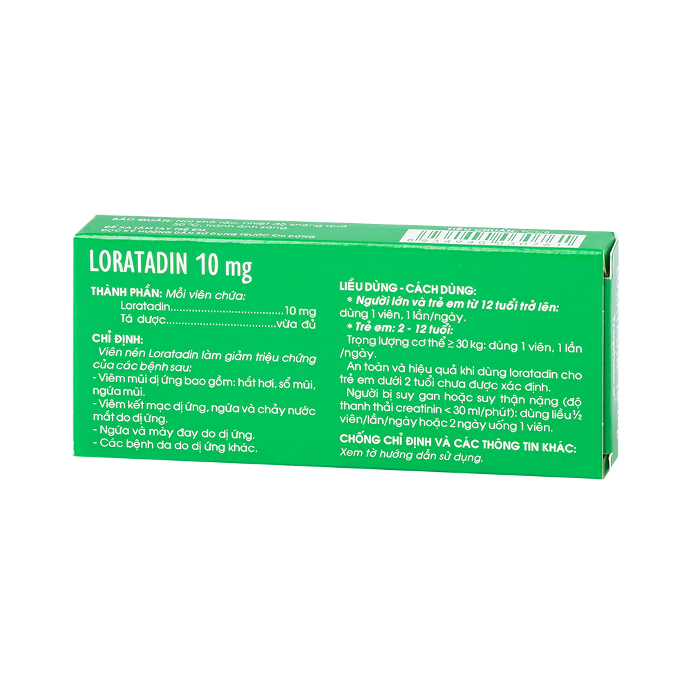 Loratadin 10mg Hộp 1 vỉ x 10 viên Traphaco
