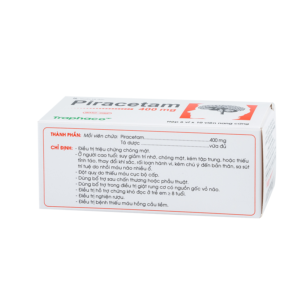 Piracetam 400mg Hộp 6 vỉ x 10 viên Traphaco
