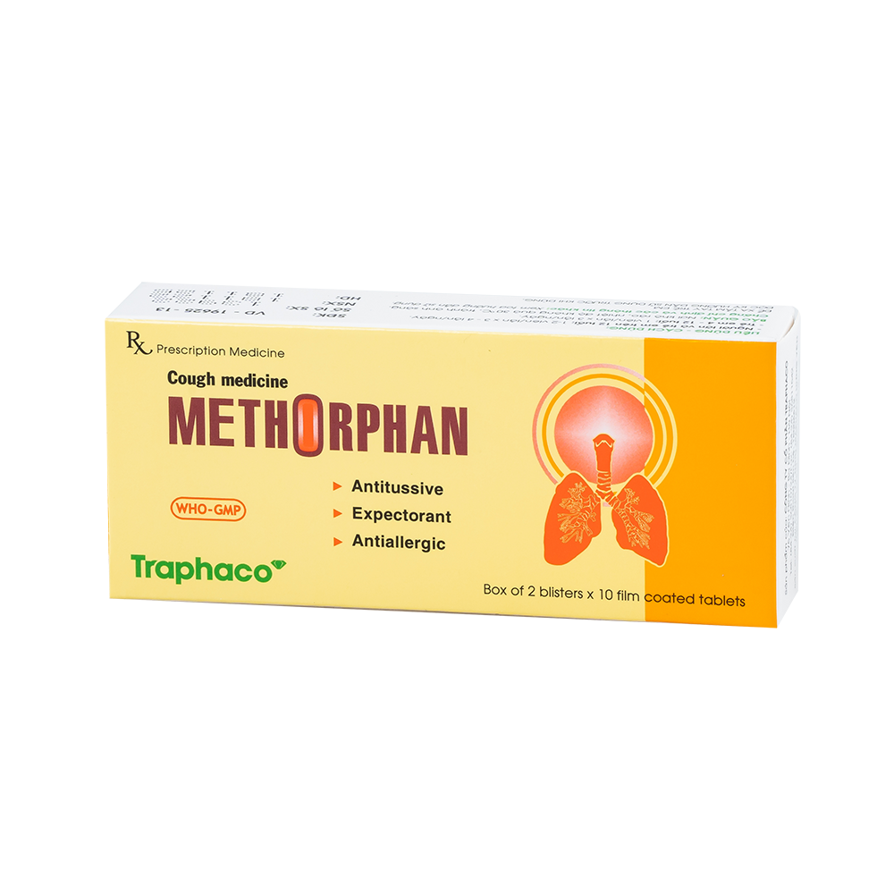 Thuốc ho Methorphan viên Hộp 2 vỉ x 10 viên Traphaco