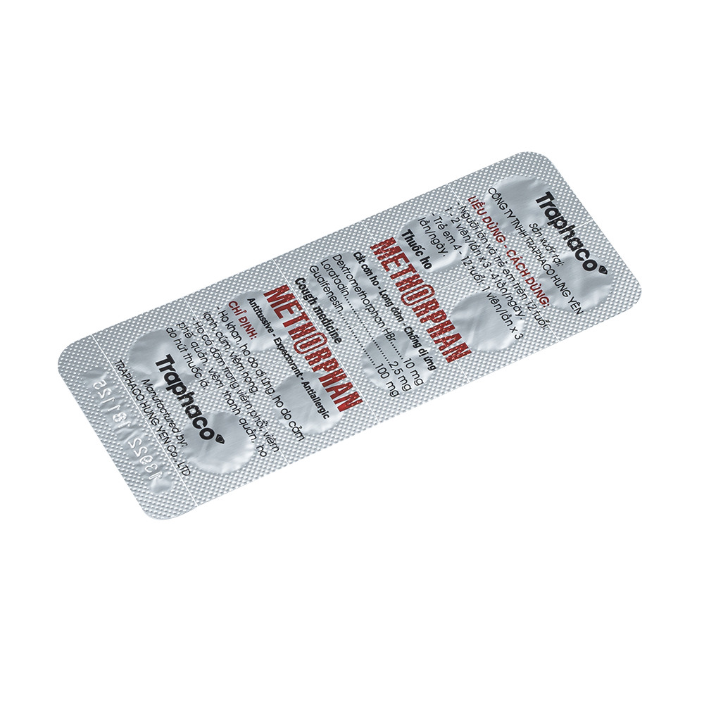 Thuốc ho Methorphan viên Hộp 2 vỉ x 10 viên Traphaco