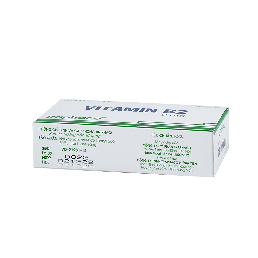 Vitamin B2 2mg Hộp 6 vỉ x 30 viên Traphaco