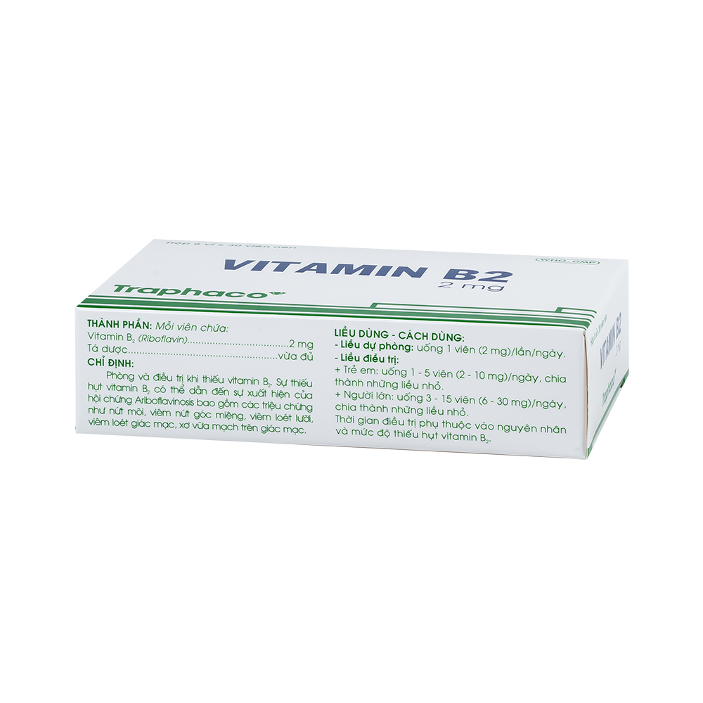 Vitamin B2 2mg Hộp 6 vỉ x 30 viên Traphaco