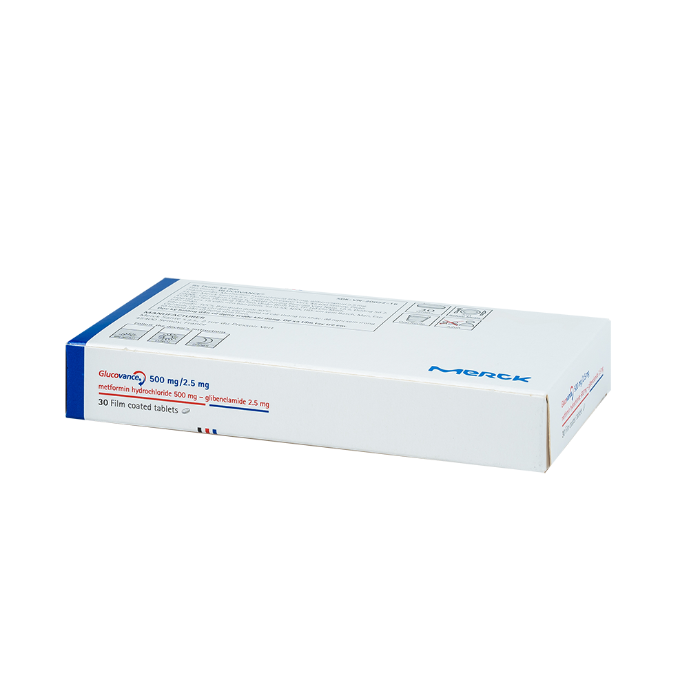 Glucovance 500/2,5mg Hộp 2 vỉ x 15 viên Merck