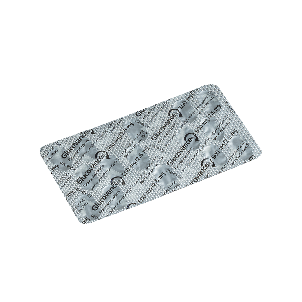 Glucovance 500/2,5mg Hộp 2 vỉ x 15 viên Merck