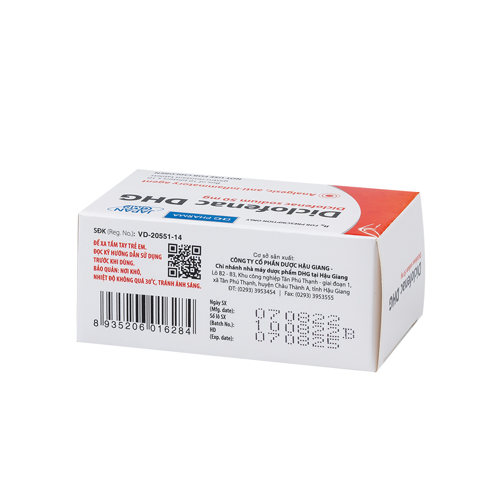 Diclofenac Hộp 10 vỉ x 10 viên DHG