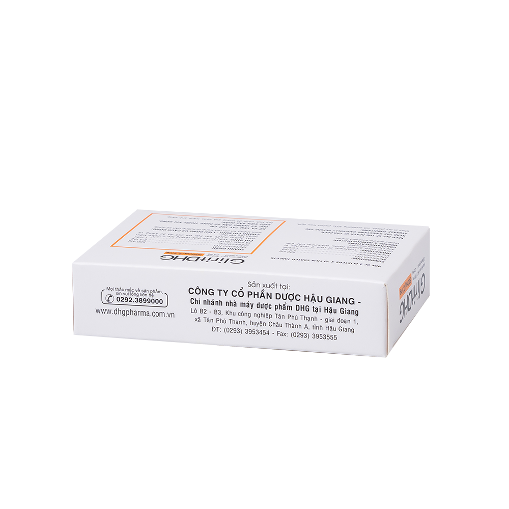GliritDHG 500mg/2,5mg Hộp 3 vỉ x 10 viên DHG