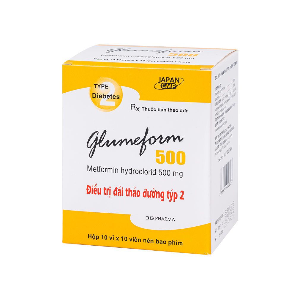 Glumeform 500 Hộp 10 vỉ x 10 viên DHG