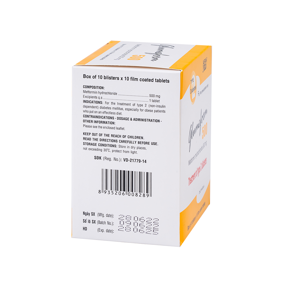 Glumeform 500 Hộp 10 vỉ x 10 viên DHG