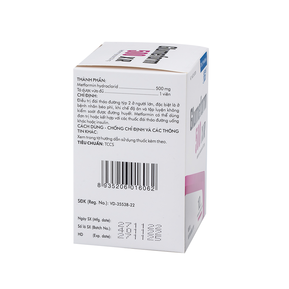 Glumeform 500 XR Hộp 10 vỉ x 10 viên DHG