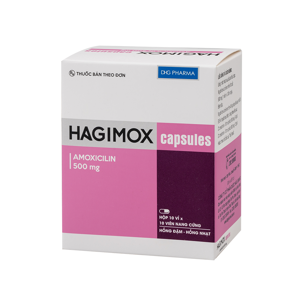 Hagimox capsules (hồng đậm-hồng nhạt) Hộp 10 Vỉ x 10 Viên DHG