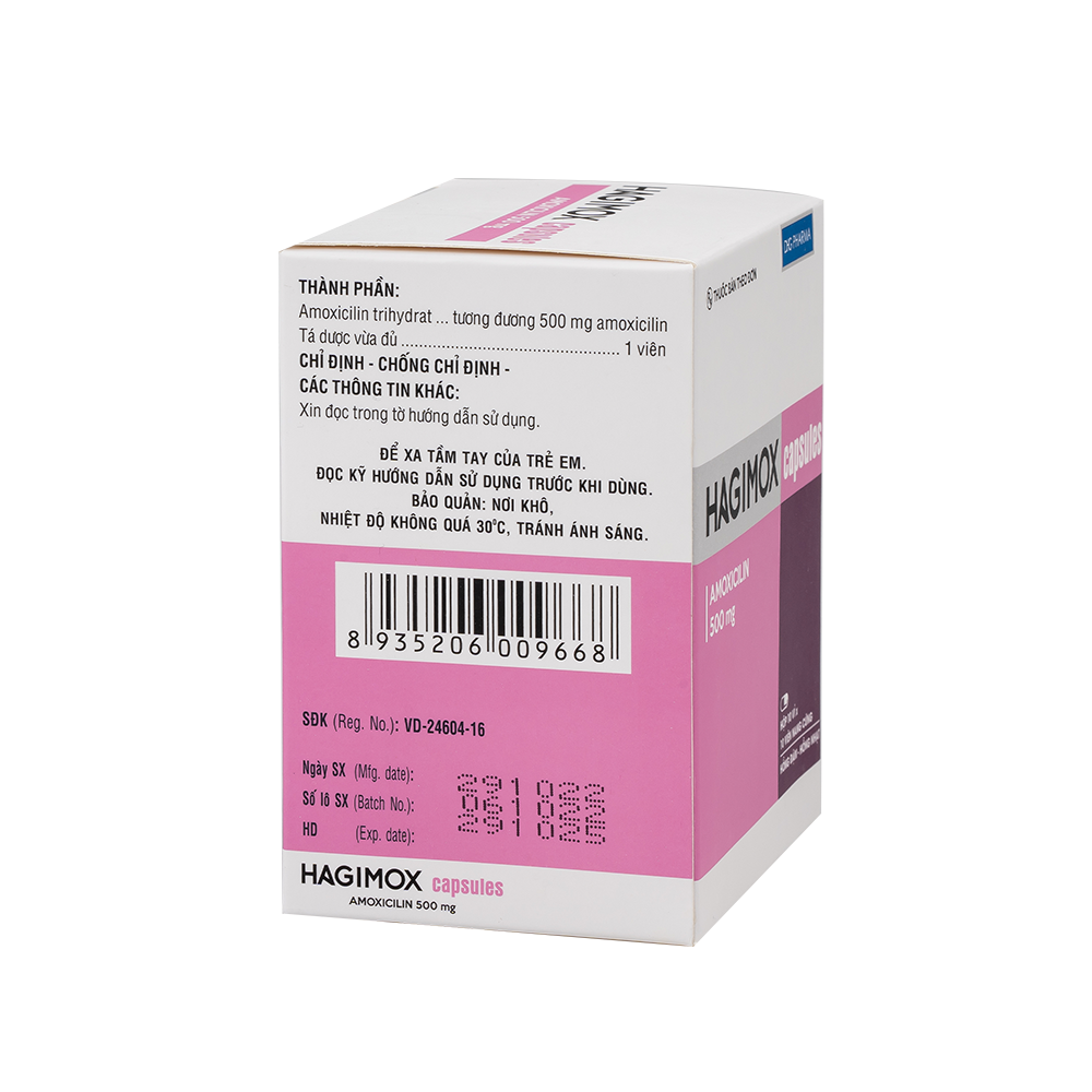 Hagimox capsules (hồng đậm-hồng nhạt) Hộp 10 Vỉ x 10 Viên DHG