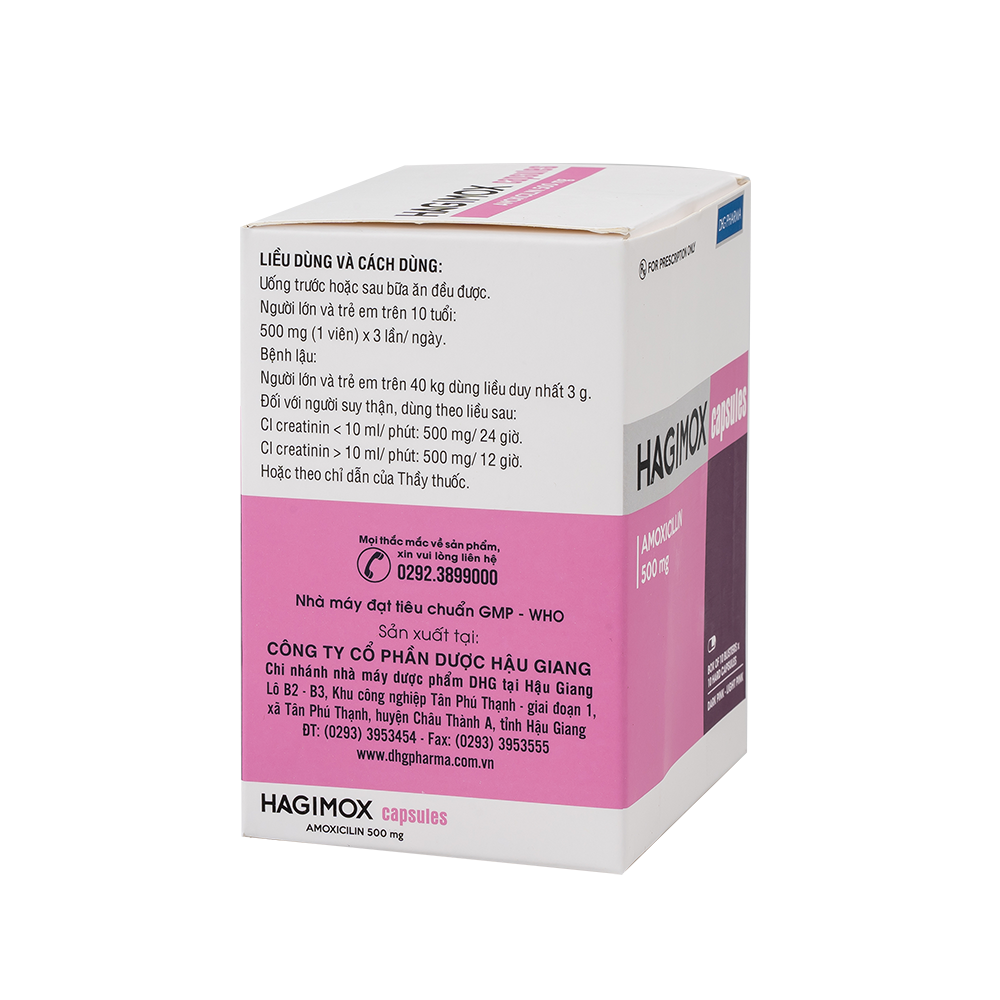 Hagimox capsules (hồng đậm-hồng nhạt) Hộp 10 Vỉ x 10 Viên DHG