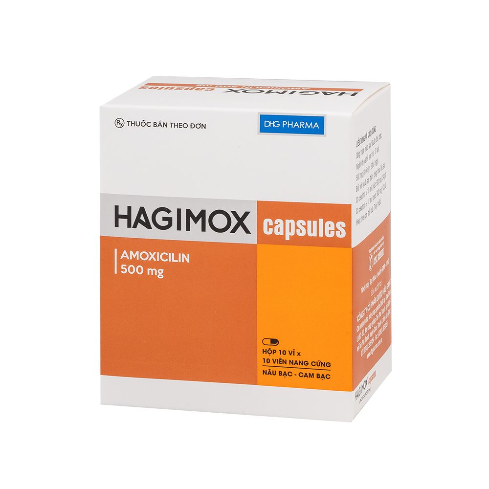 Hagimox capsules (nâu bạc-cam bạc) Hộp 10 Vỉ x 10 Viên DHG