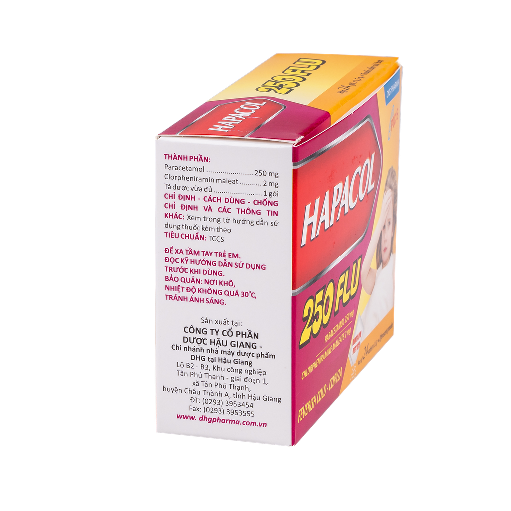 Hapacol 250 Flu Hộp 24 gói x 1,5g DHG