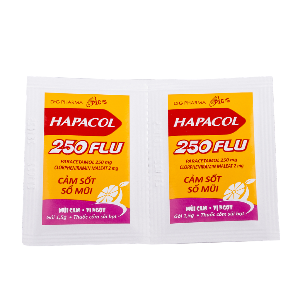Hapacol 250 Flu Hộp 24 gói x 1,5g DHG