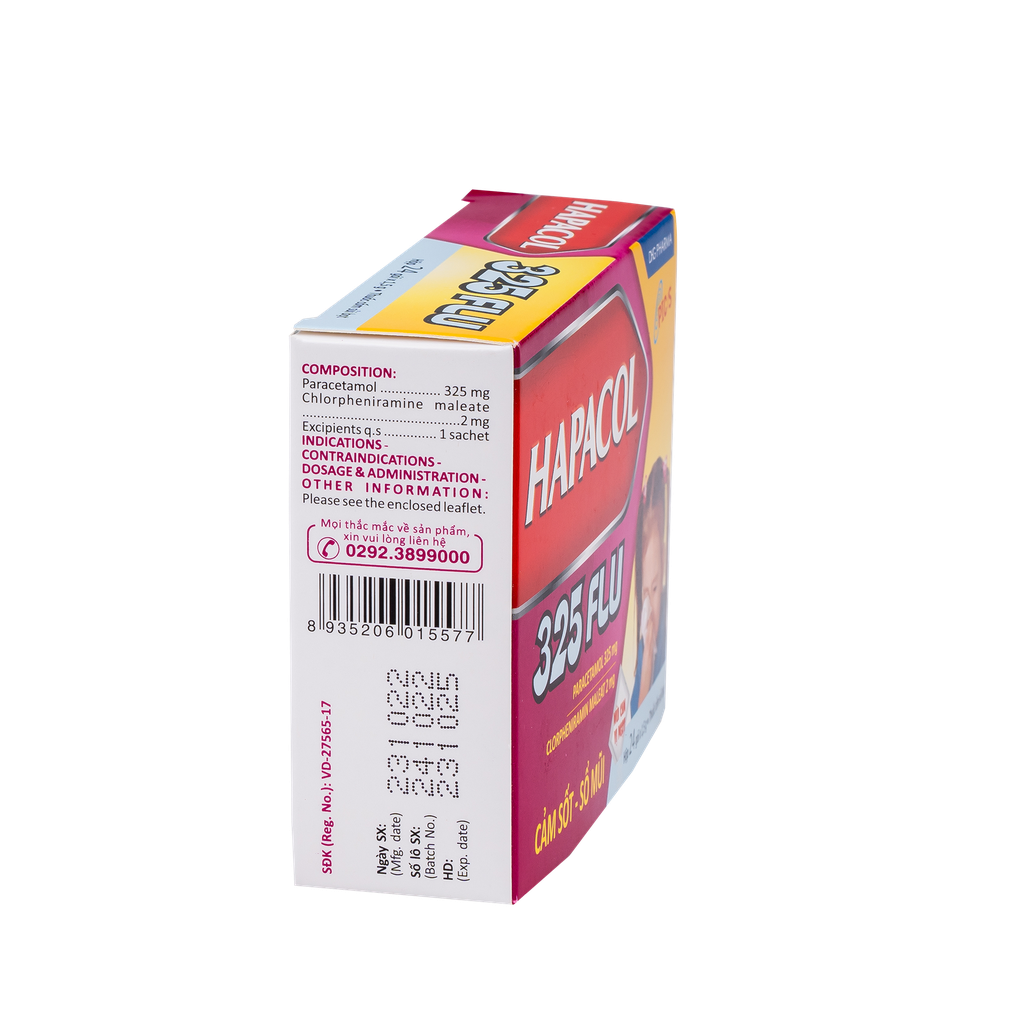 Hapacol 325 Flu Hộp 24 gói x 1,5g DHG