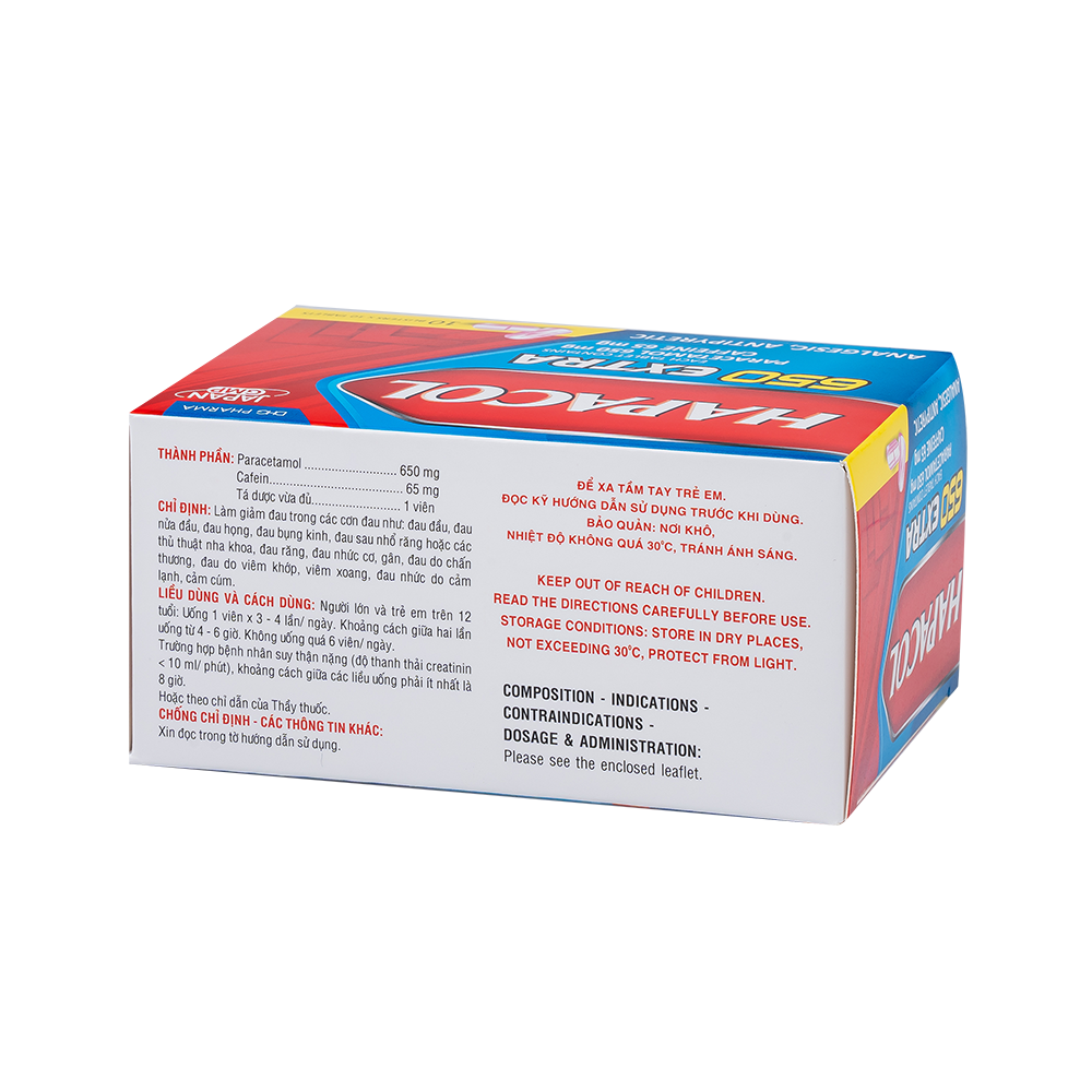 Hapacol 650 extra Hộp 10 Vỉ x 10 Viên DHG
