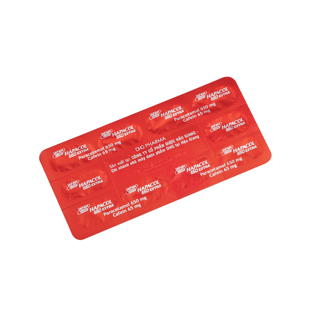 Hapacol 650 extra Hộp 10 Vỉ x 10 Viên DHG