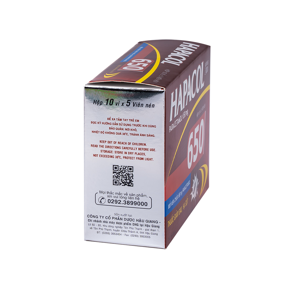 Hapacol 650 Hộp 10 vỉ x 5 viên DHG