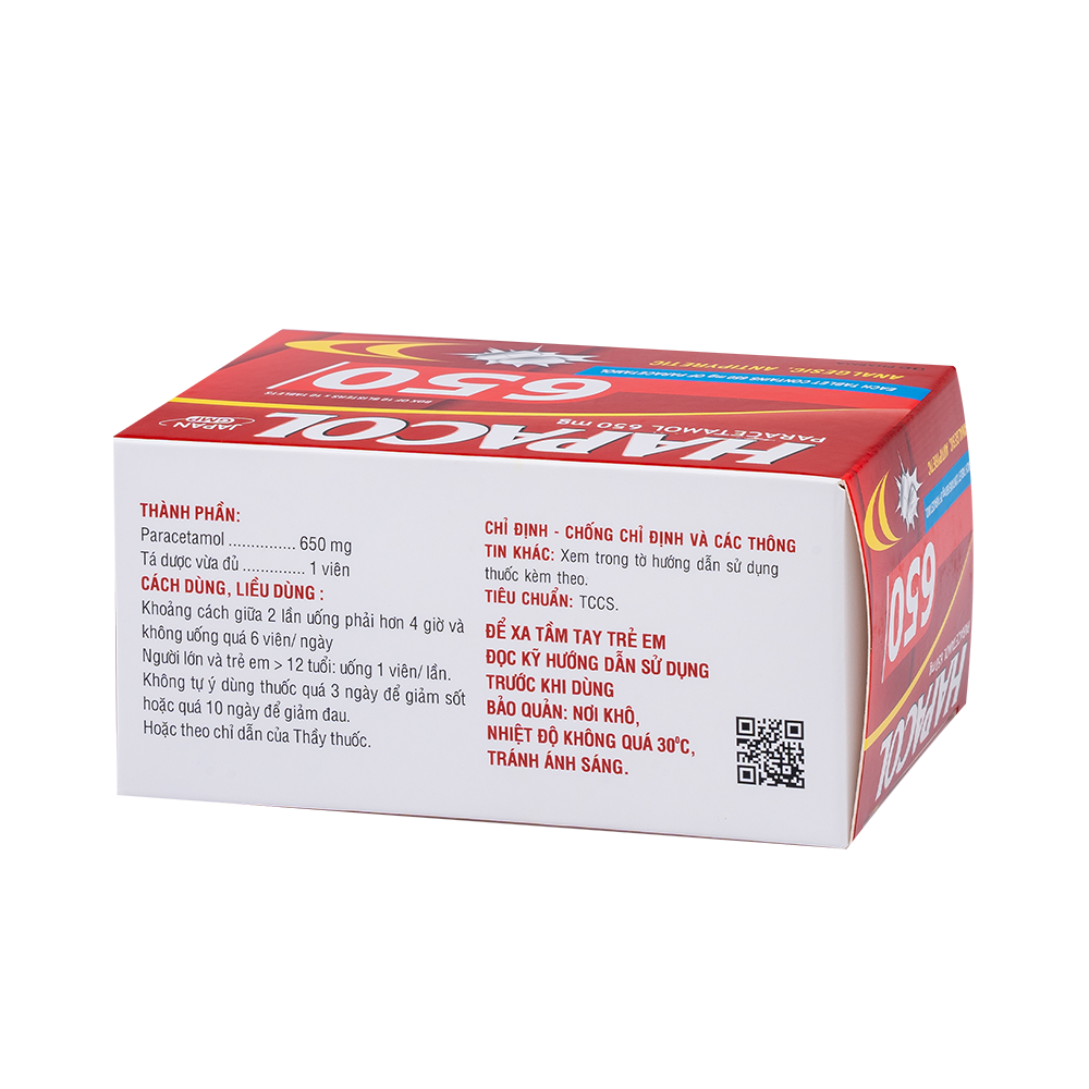 Hapacol 650 Hộp 10 vỉ x 10 viên DHG