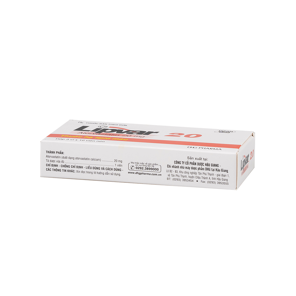 Lipvar 20 Hộp 3 Vỉ x 10 Viên DHG