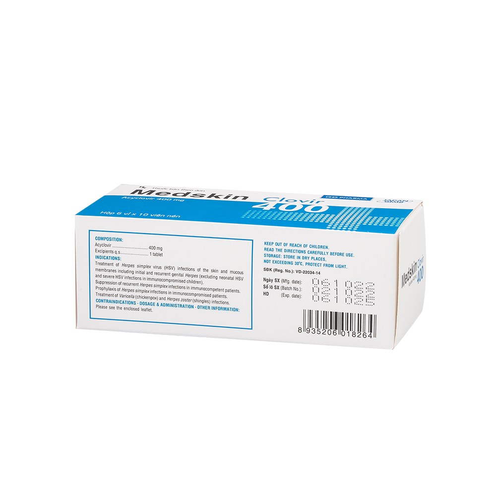 Medskin Clovir 400 Hộp 6 Vỉ x 10 Viên DHG