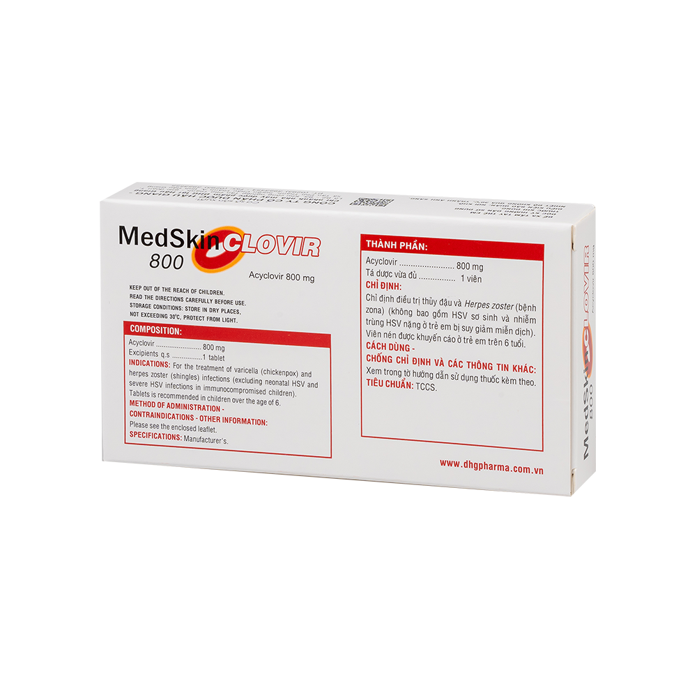 Medskin Clovir 800 Hộp 3 Vỉ x 10 Viên DHG