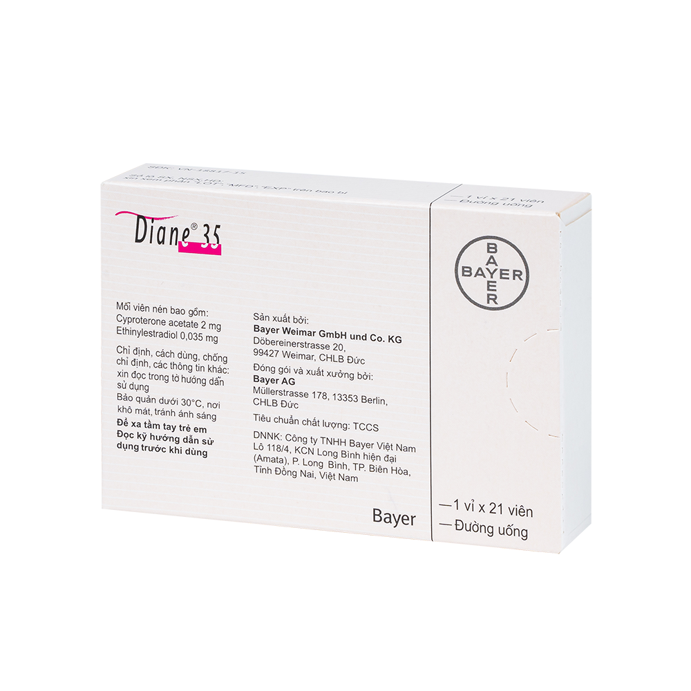 DIANE 35 TAB Hộp 1 vỉ x 21 viên Bayer