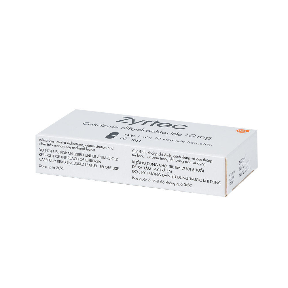ZYRTEC TAB 10MG Hộp 1 vỉ x 10 viên GSK
