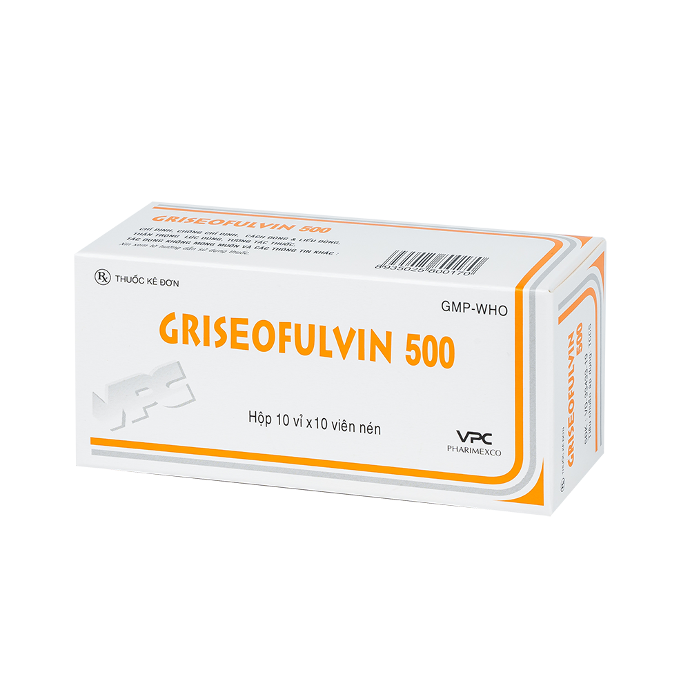 GRISEOFULVIN 500 Hộp 10 vỉ x 10 viên Dược Cửu Long