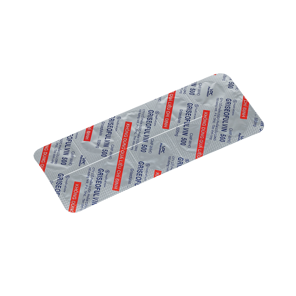 GRISEOFULVIN 500 Hộp 10 vỉ x 10 viên Dược Cửu Long