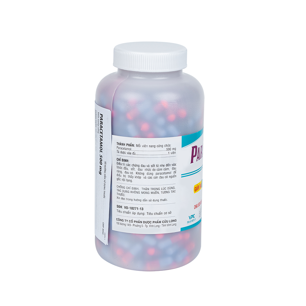 PARACETAMOL 500mg Hộp 1 chai 500 viên