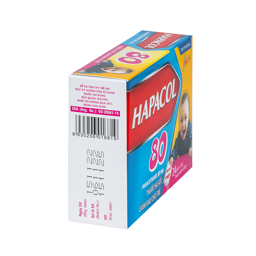 Hapacol 80 Hộp 24 gói x 1,5 g DHG