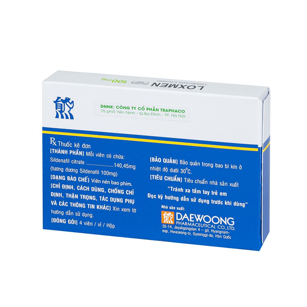 Loxmen 100 mg Hộp 1 vỉ x 4 viên Daewoong Pharmaceutical