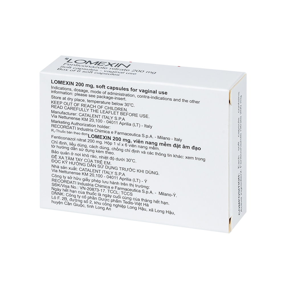 LOMEXIN 200 Hộp 1 vỉ x 6 viên Catalent