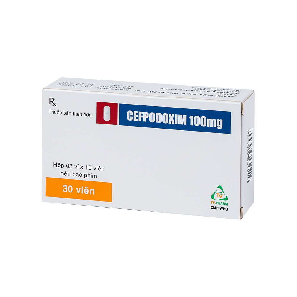 Cefpodoxim 100mg Hộp 3 vỉ x 10 viên TV.Pharm