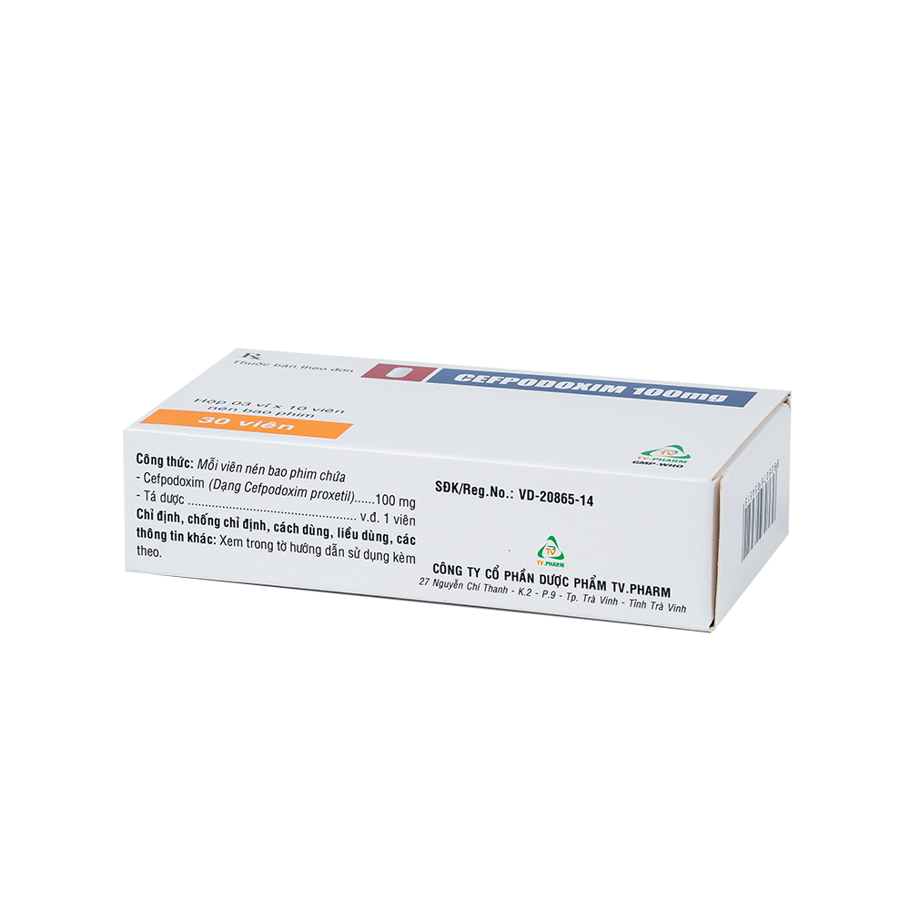 Cefpodoxim 100mg Hộp 3 vỉ x 10 viên TV.Pharm