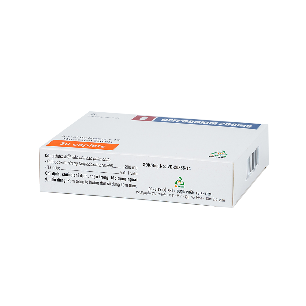 Cefpodoxim 200mg Hộp 3 vỉ x 10 viên TV.Pharm